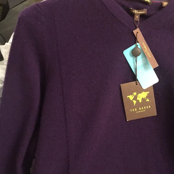 NWT Purple Cashmere Ted Baker V-neck sweater - Picture 4 of 14